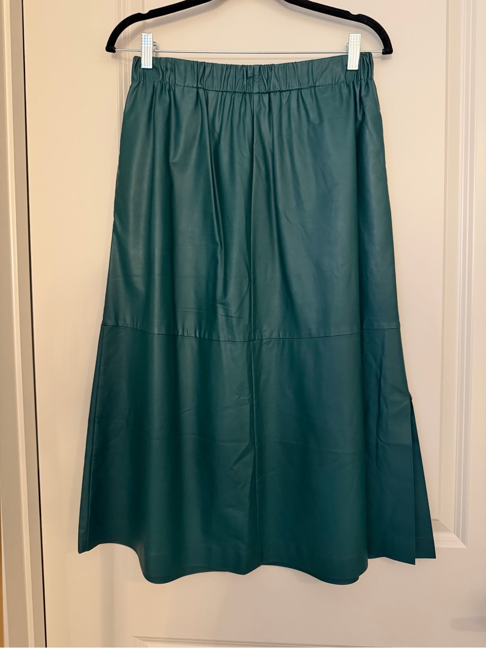a new day Teal Faux Leather Midi Skirt